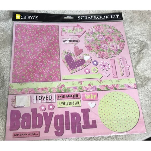 DaisyDs Baby Girl Scrapbook Kit Build A Page Set Pink - Picture 6 of 6